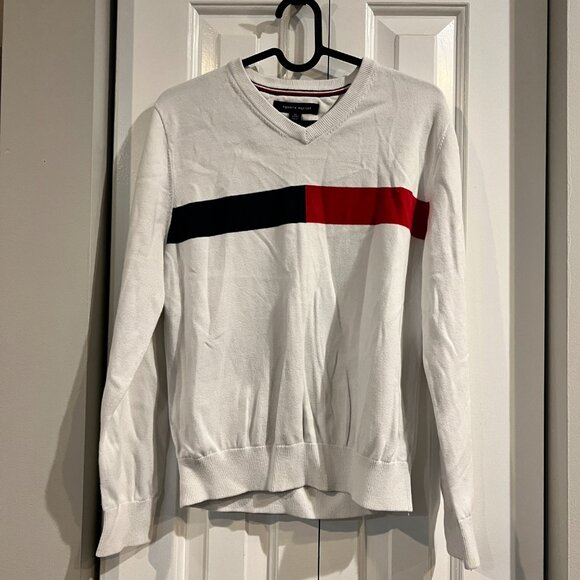 Unisex Tommy Hilfiger V Neck sweatshirt Size XS - Picture 3 of 4